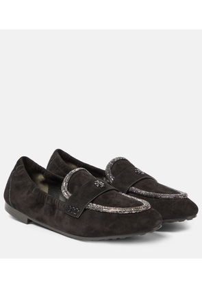 Tory Burch Crystal-embellished suede loafers