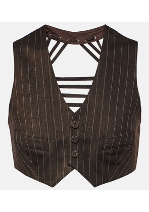 Jean Paul Gaultier Pinstripe cropped wool-blend vest