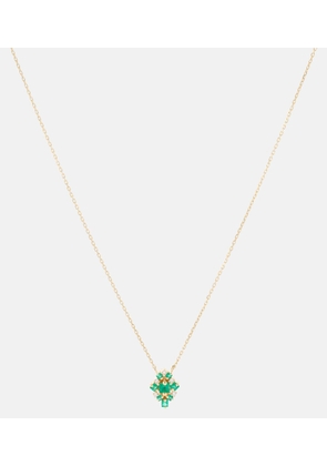 Suzanne Kalan 18kt gold necklace with emeralds and white diamonds