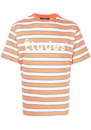 Etudes logo-print striped T-shirt - Orange