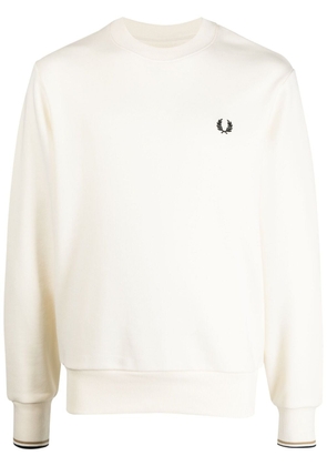 Fred Perry logo-embroidered crew-neck sweatshirt - White