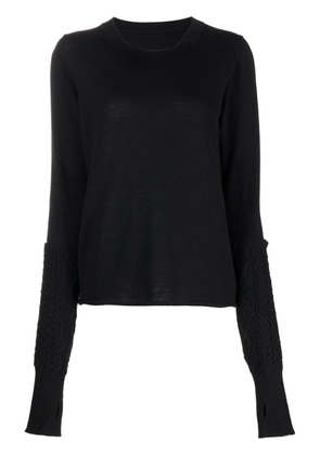 Y's cable-knit panelled jumper - Black