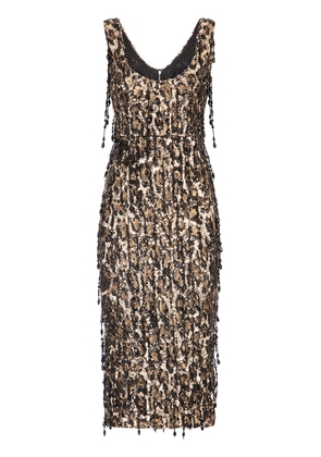 Dolce & Gabbana leopard sequin-embellished sheath dress - Black