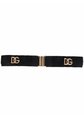 Dolce & Gabbana logo-plaque ruched belt - Black