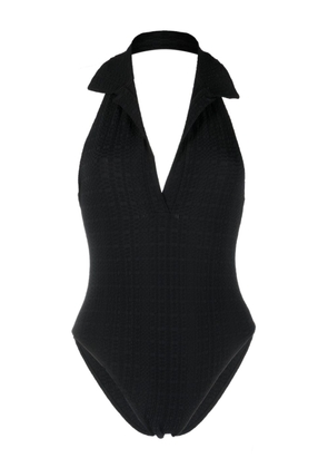 Lisa Marie Fernandez polo-collar V-neck swimsuit - Black