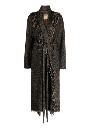 Uma Wang fringe-detail belted coat - Brown