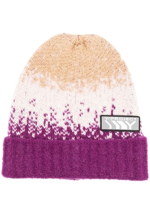Y/Project intarsia-knit logo-patch beanie - Purple
