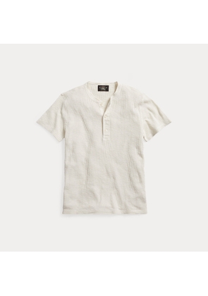Waffle-Knit Short-Sleeve Henley Shirt
