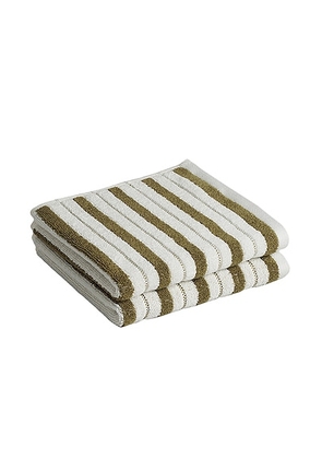 BAINA Hand Towel Set in Caper & Chalk - Green. Size all.