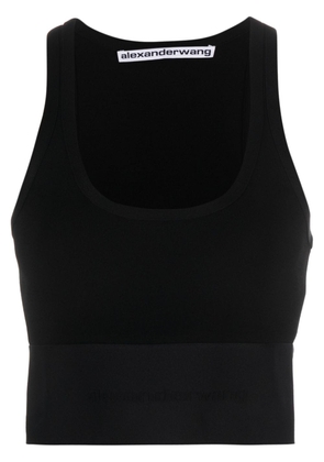 Alexander Wang logo-waistband cropped tank top - Black