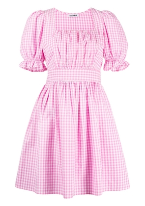 Batsheva gingham check-pattern cotton dress - Pink