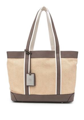 Peserico cotton leather-trimmed tote bag - Neutrals