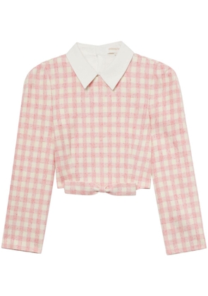 SHUSHU/TONG check-pattern cropped blouse - Pink