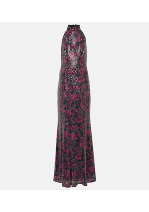 Rotate Sequined halterneck maxi dress