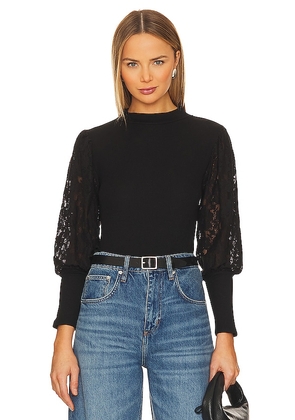 Bobi Lace Long Sleeve Sweater in Black. Size M, S, XS.
