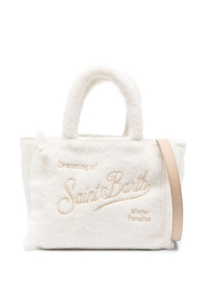 MC2 Saint Barth mini Vanity logo-embroidered brushed tote bag - White