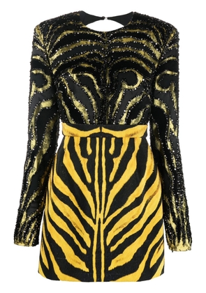 Roberto Cavalli animal-print embellished dress - Yellow