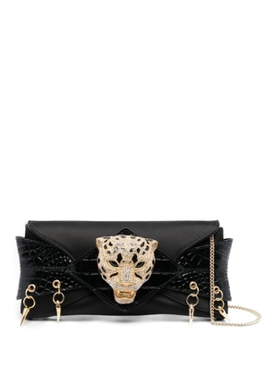 Roberto Cavalli Panther-embellished shoulder bag - Black