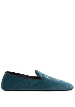 Roberto Cavalli embroidered-crest slippers - Blue