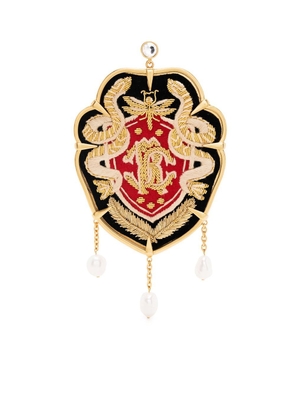 Roberto Cavalli monogram Crest statement earrings - Gold