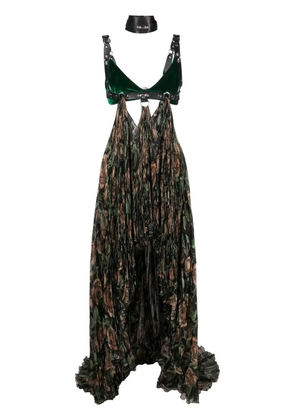 Roberto Cavalli patterned pleated maxi dress - Neutrals
