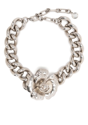Roberto Cavalli floral chain-link choker - Silver