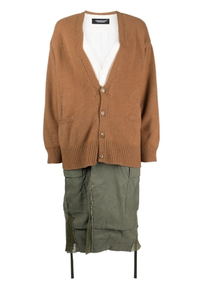 Undercover colour-block layered maxi coat - Brown