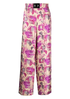 Roberto Cavalli floral-print straight-leg trousers - Neutrals