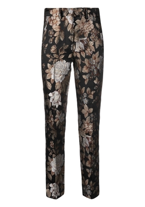 Roberto Cavalli floral-embroidered skinny-fit trousers - Brown