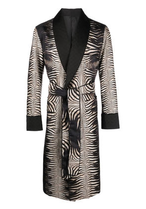 Roberto Cavalli zebra-print tie-front coat - Neutrals