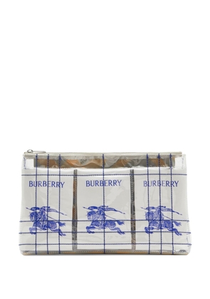 Burberry EKD logo-patch transparent clutch bag - White