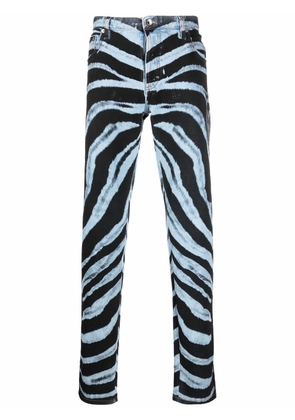 Roberto Cavalli zebra-print straight-leg jeans - Black