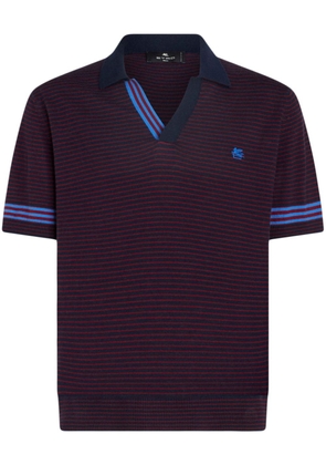 ETRO striped fine-knit polo shirt - Blue