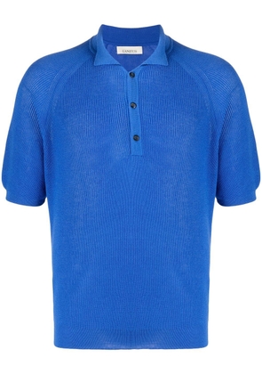 Laneus ribbed-knit polo shirt - Blue