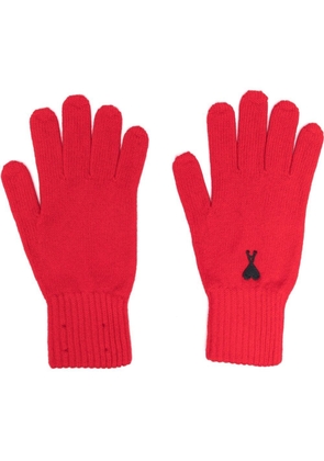 AMI Paris logo-embroidered merino gloves
