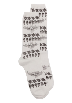 Neighborhood astro-print ankle socks - White