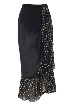 Saint Laurent polka-dot ruffled asymmetric skirt - Black