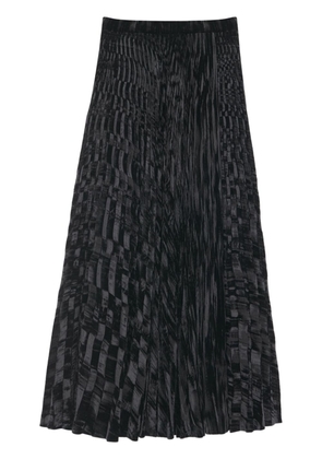 Saint Laurent pleated crushed-velvet maxi skirt - Black