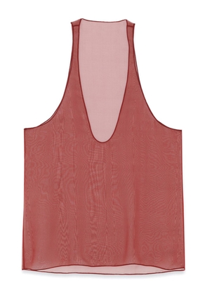 Saint Laurent sleeveless sheer-silk blouse - Red