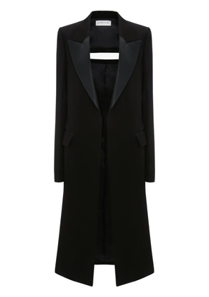 Victoria Beckham Cut Out Crombie satin-trimmed wool coat - Black