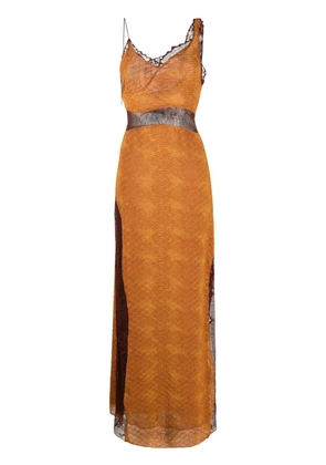 Victoria Beckham lace-trim snake-print dress - Orange