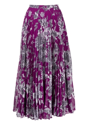 Erdem floral-print crepe midi skirt - Purple