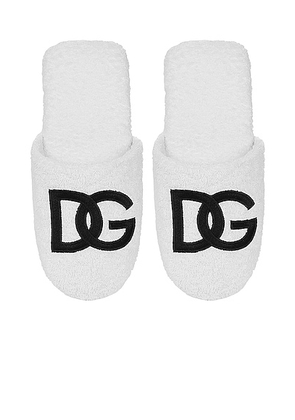 Dolce & Gabbana Casa Logo Terrycloth Slippers in Black & White - White. Size M (also in ).
