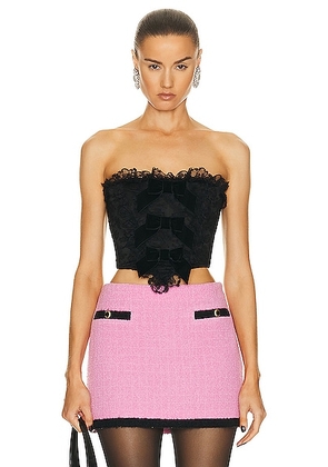 Alessandra Rich Lace Bustier Top in Black - Black. Size 40 (also in 42).