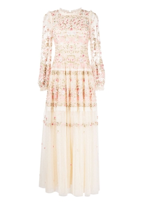 Needle & Thread floral-embroidered tulle maxi dress - Pink