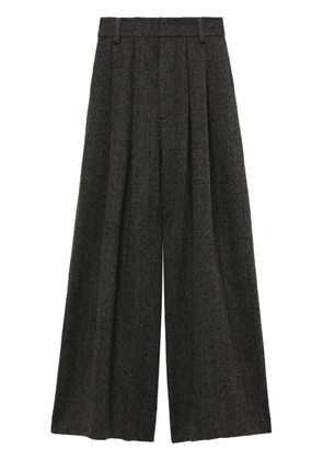 Uma Wang herringbone pleated virgin wool trousers - Black