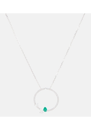 Repossi White gold emerald necklace with pavé diamonds