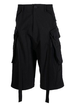 Julius drop-crotch cotton blend shorts - Black