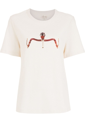 Osklen ribbed graphic-print cotton T-shirt - Neutrals