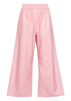 Incentive! Cashmere elasticated-waist leather trousers - Pink